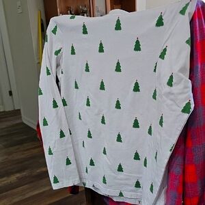 Jones New York Kids White Shirt with Christmas Trees Sz M 0106